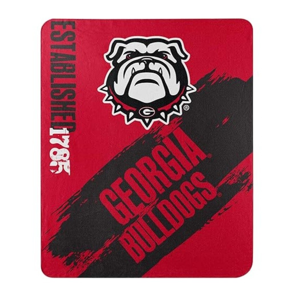 Georgia Bulldogs Fleece Throw Blanket 50x60 NCAA Red Black UGA Established 1785